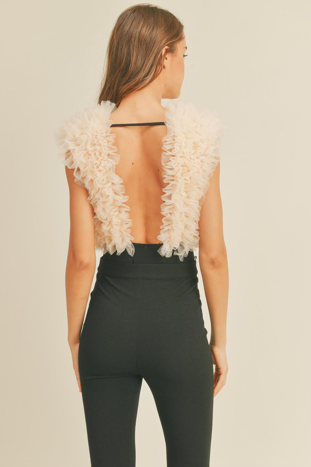 Ruffled Deep-V Bodysuit