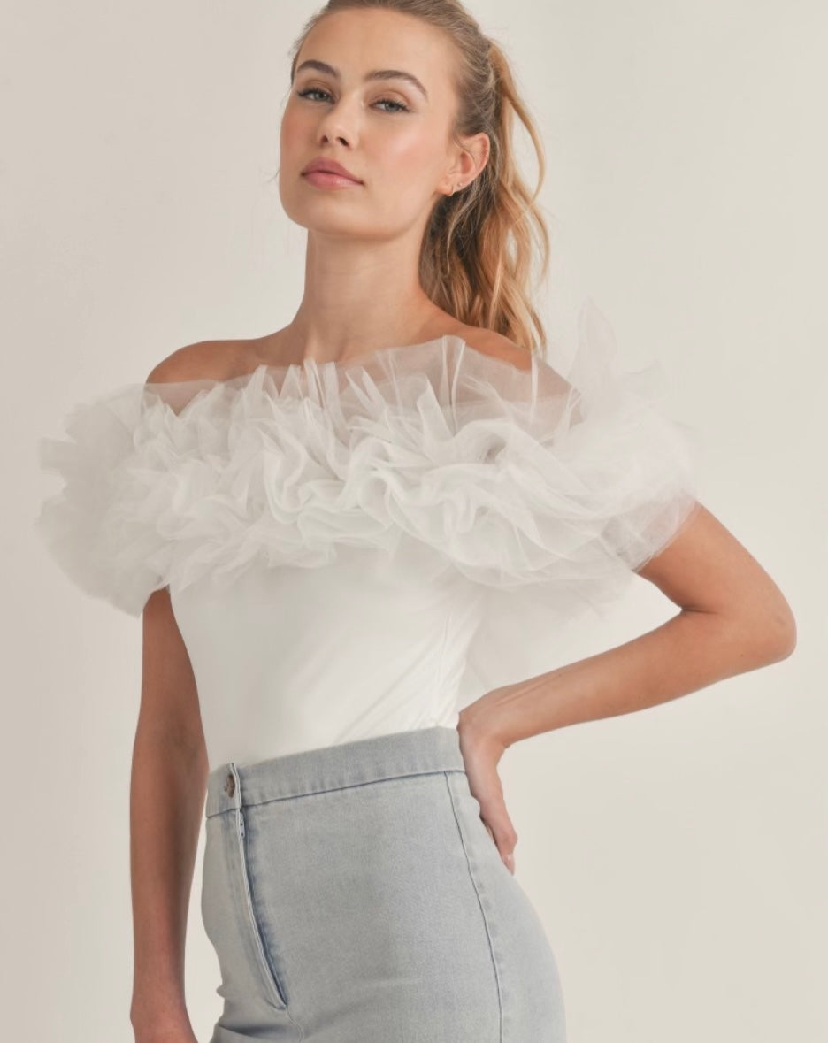 Tulle Ruffle Bodysuit